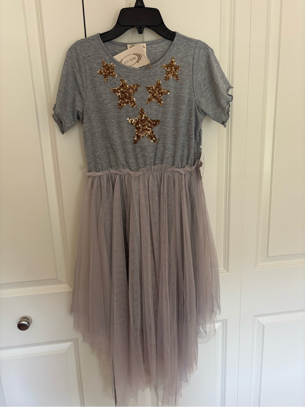 Joyfolie 12 Mia Joy FEYA Layered TULLE & SEQUIN Dress Grey Pink NWT